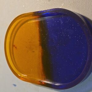 Resin purple and yellow small tray HAND CRAFTED